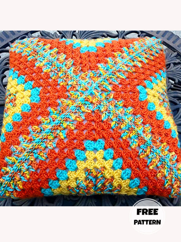 Beautiful Crochet Pillow Granny Square