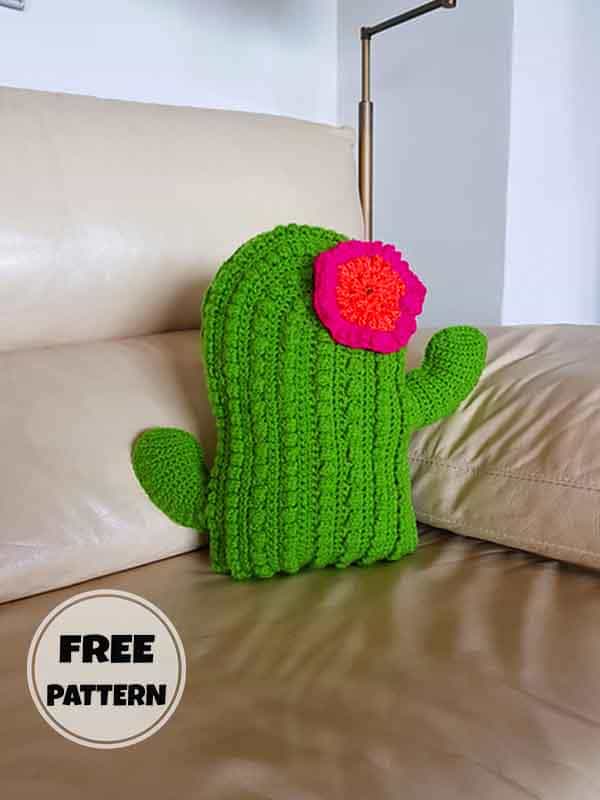 Cactus Crochet Pillow