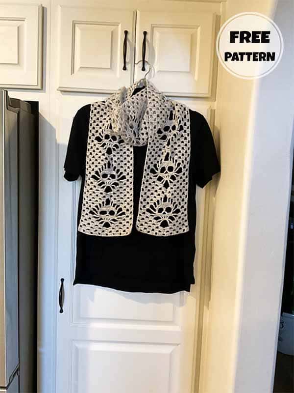crochet skull scarf pattern