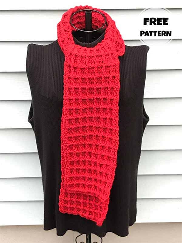 crochet waffle stitch scarf pattern