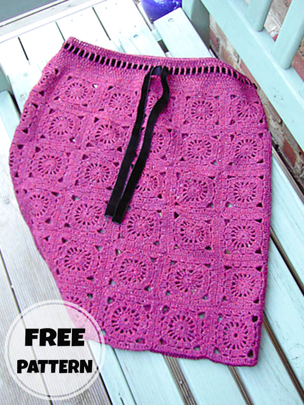 granny square crochet beach skirt