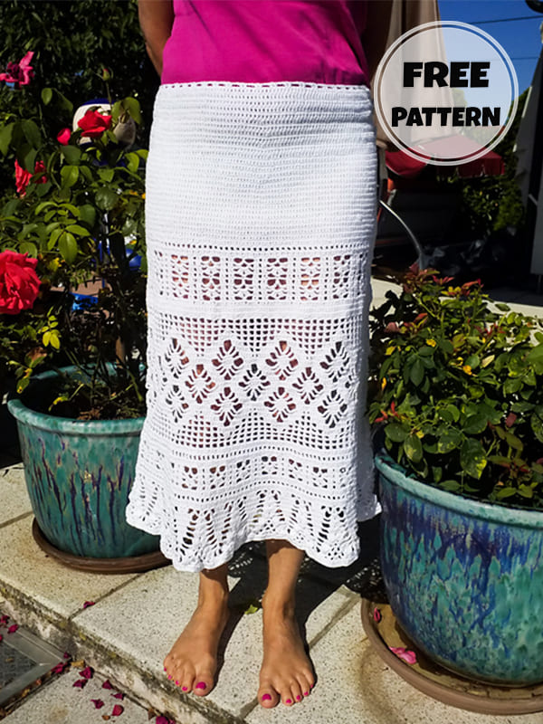 lace crochet maxi skirt