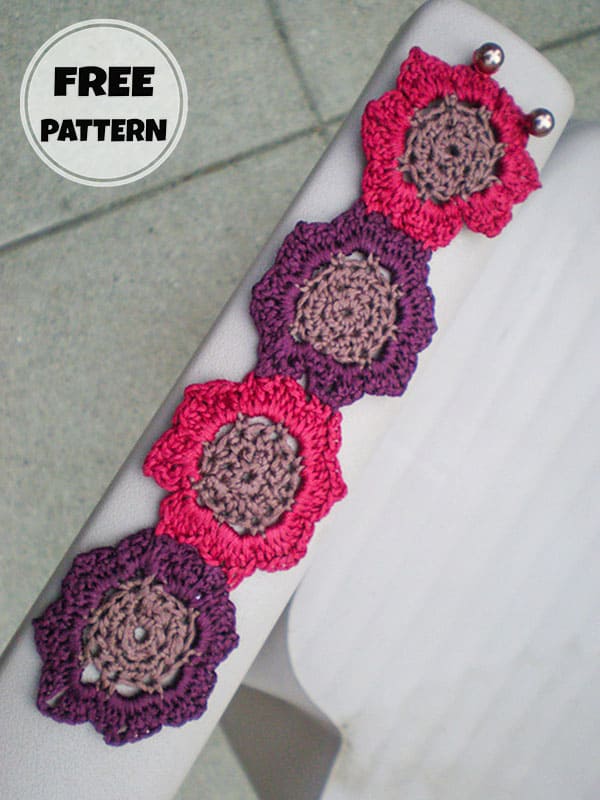 lotus crochet cuff bracelet pattern