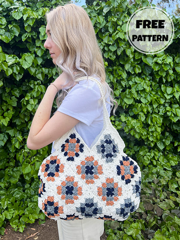 magnolia granny square crochet tote bag pattern