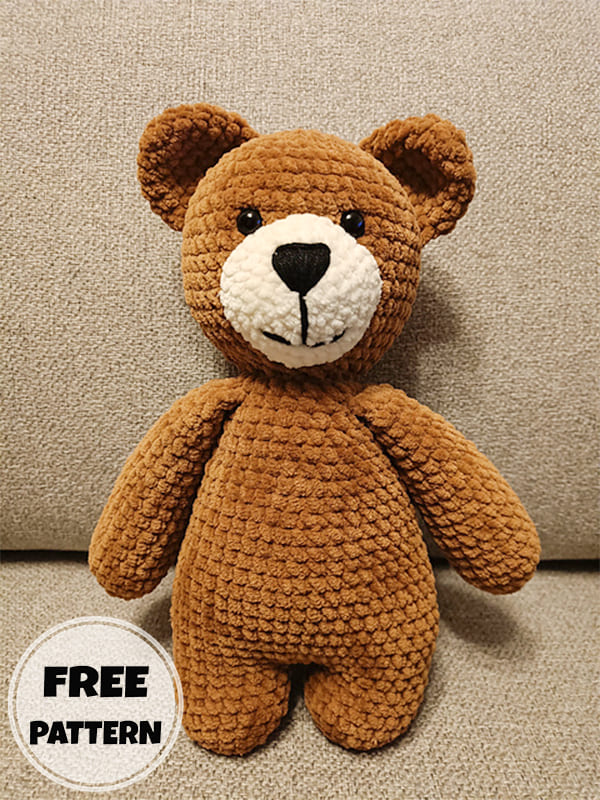 plushy brown teddy bear crochet pattern