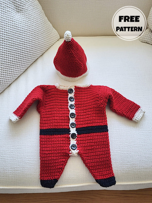 santa crochet baby romper and hat