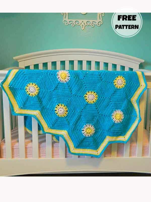 Hexagon Beginner Baby Blanket Crochet Free Pattern