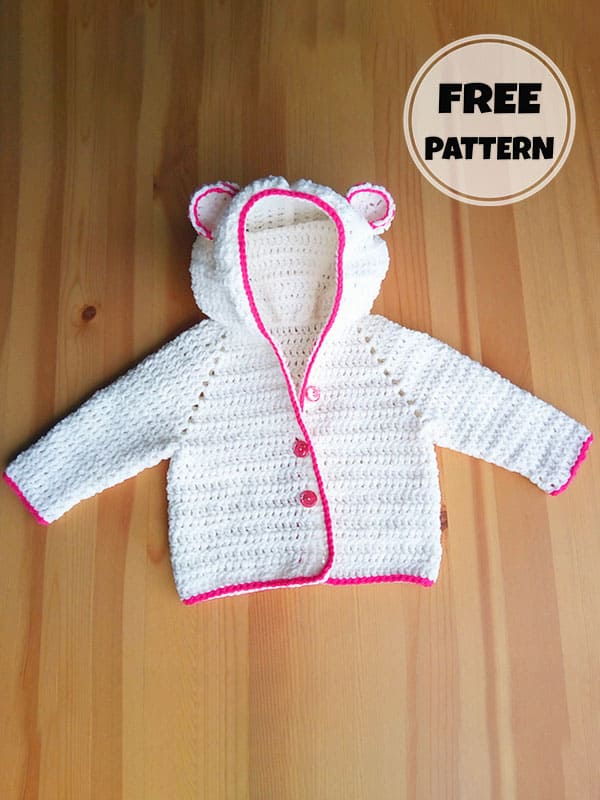 Baby Crochet Hoodie For Bear Ears Free Pattern