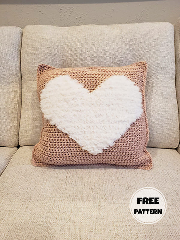 Big Crochet Heart Pillow Free Pattern