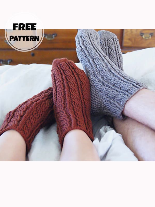 Cabled Crochet Bed Socks Pattern Free PDF