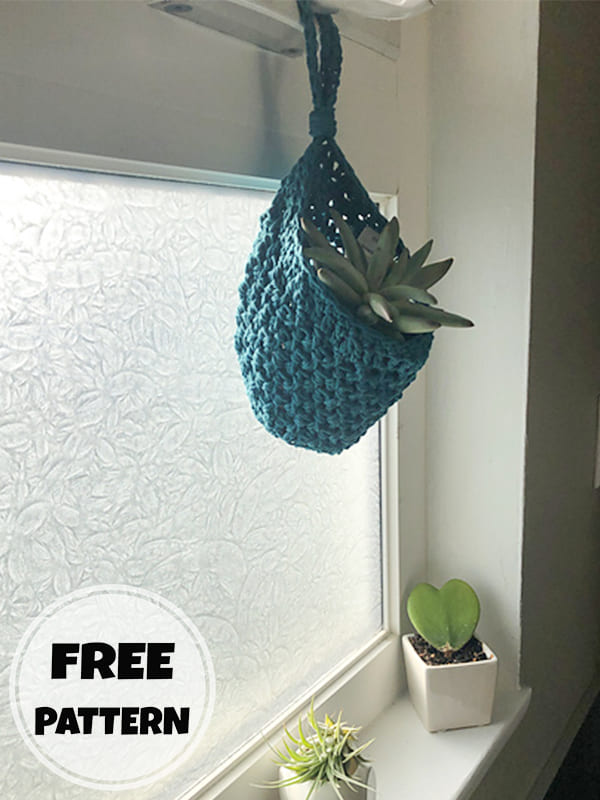 Crochet Hanging Basket For Plants Free PDF Pattern (2)