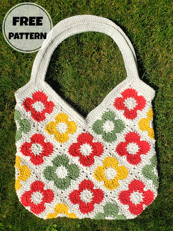 Free Crochet Granny Square Daisy Tote Bag Pattern (2)