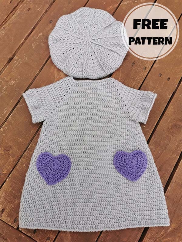 Heart Crochet Baby Dress Set 6-12 Months Free Pattern (2)