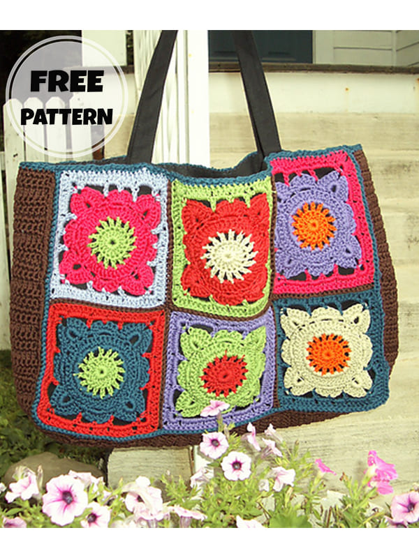 Larger Granny Square Bag Crochet Free Pattern (2)