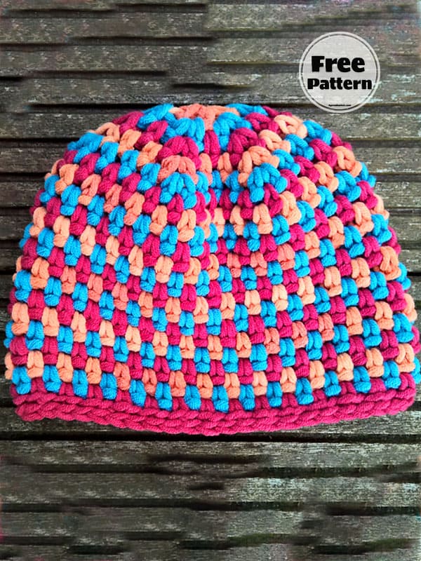 Moss Stitch Basic Crochet Beanie Pattern Free