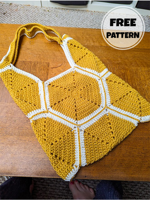 Mustard Crochet Hexagon Bag Free Pattern - 2