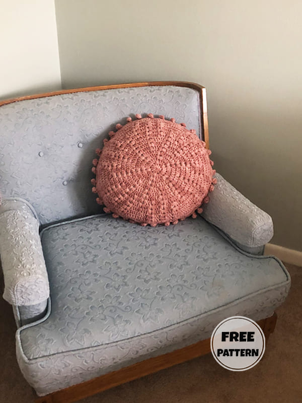 Puff Stitch Round Crochet Pillow Pattern Free 