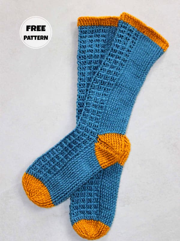 Waffle Easy Crochet Socks Pattern Free