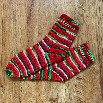 watermelon-beginner-crochet-sock-pattern-free