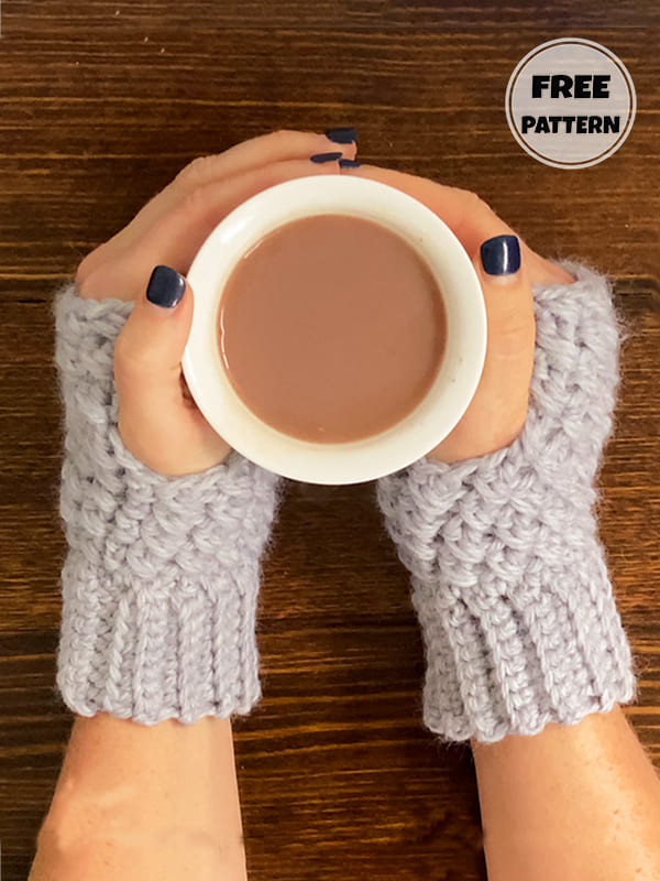 Coffee Time Fingerless Crochet Gloves Free Pattern