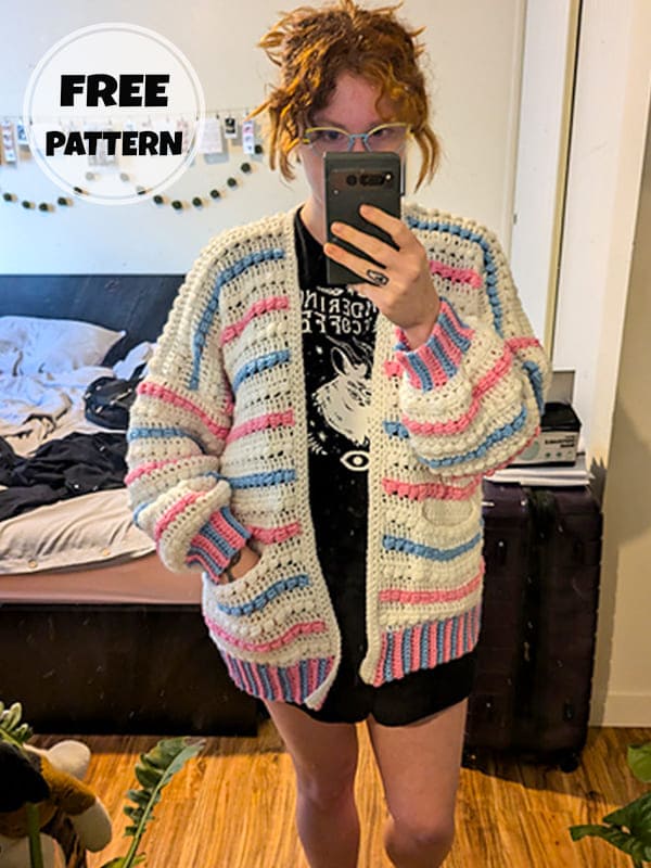 Crochet Bead Stitch Cardigan Free Pattern-2