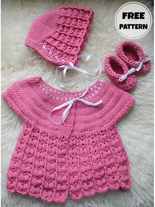 Crochet Newborn Dress Set Free Pattern (2)