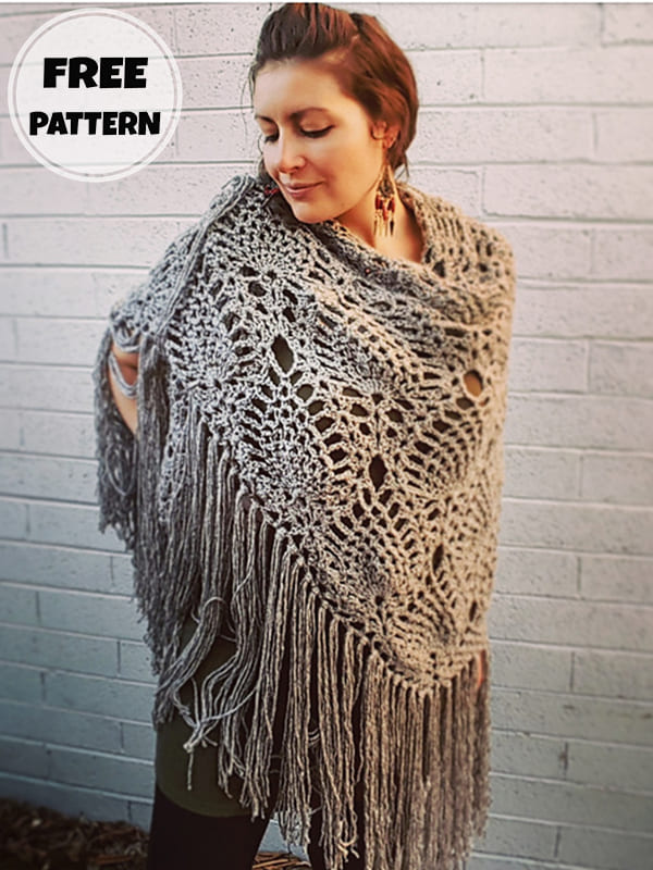 Crochet Pineapple Triangle Shawl Free Pattern-2