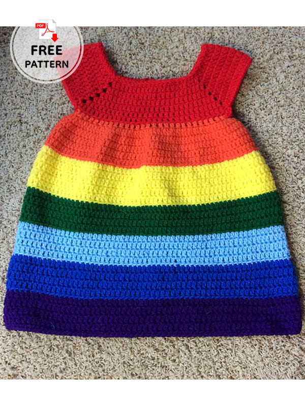 Crochet Rainbow Baby Dress Free PDF Pattern (2)