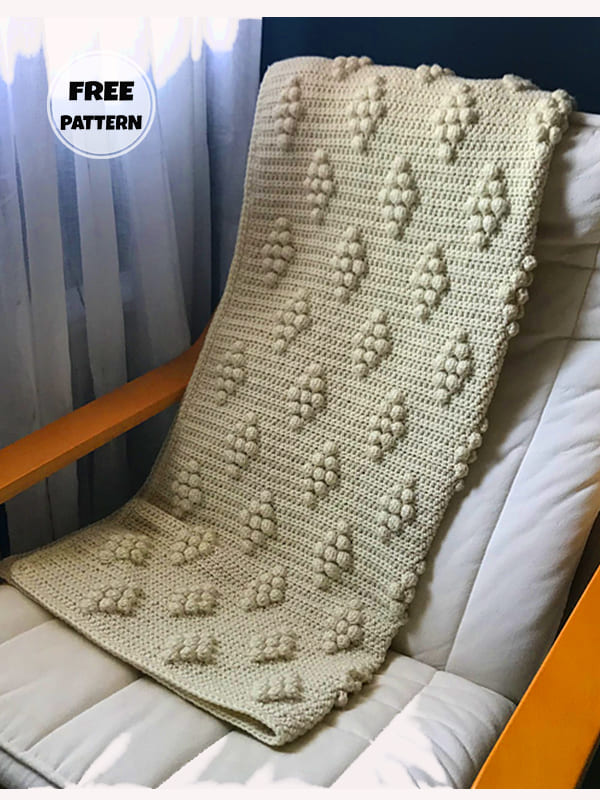 Easy Free Crochet Diamond Pattern Blanket 