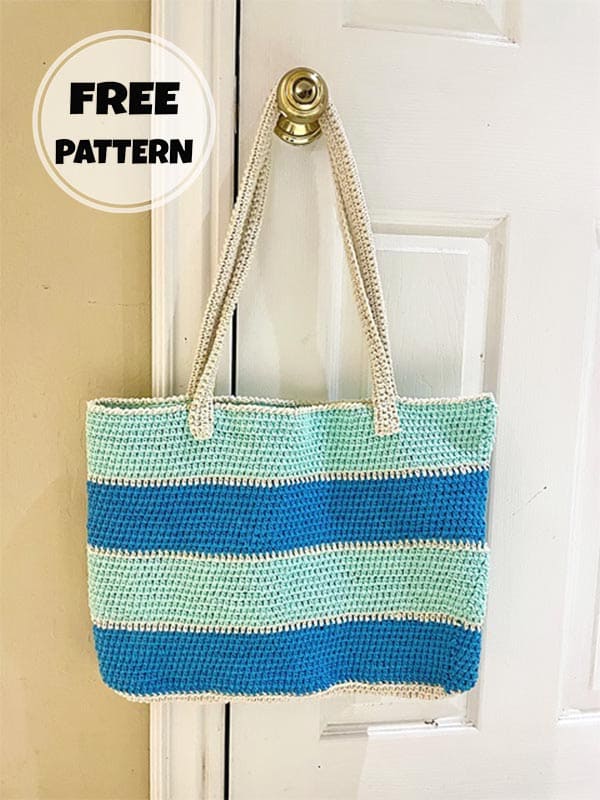 Easy crochet striped market tote bag free pattern (2)