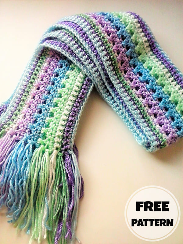 Free Colorwork Striped Scarf Crochet Pattern (2)