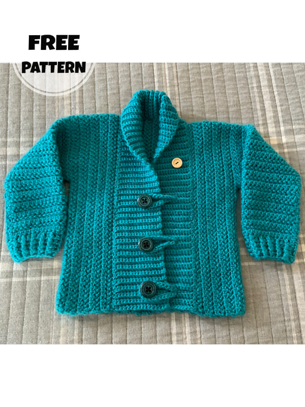 Free Crochet Baby Cardigan Pattern 0-3 Months (2)