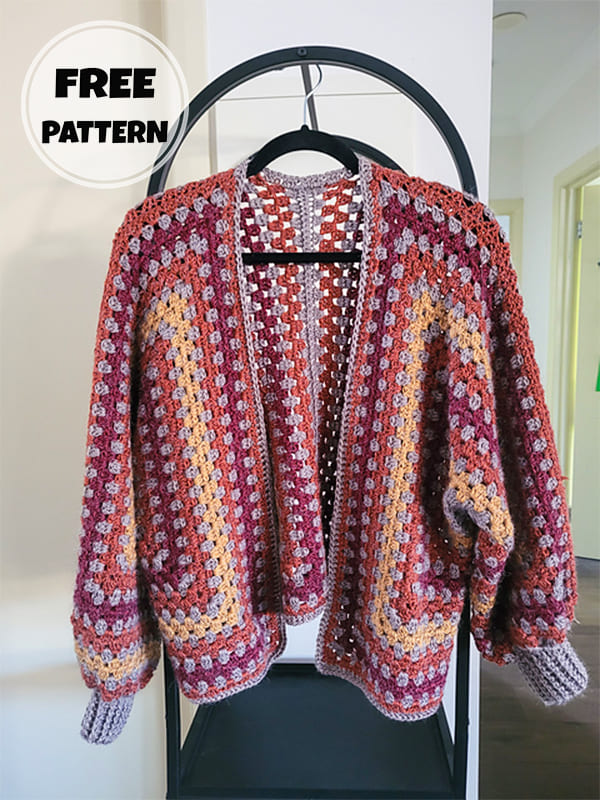 Free Crochet Granny Hexagon Cardigan Pattern (2)