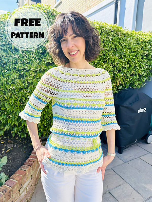 Free Seashore Crochet Pullover Sweater Pattern-2