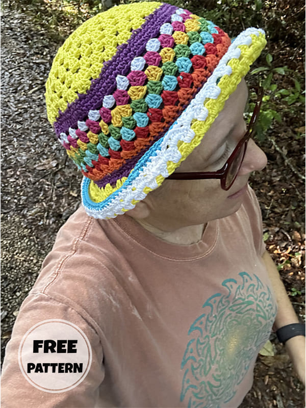 Granny Stripes Crochet Bucket Hat Free Pattern (2)