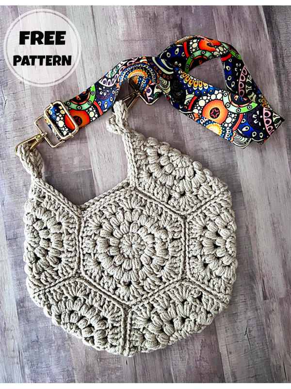 Hexagon Granny Square Crochet Bag Free Pattern (2)