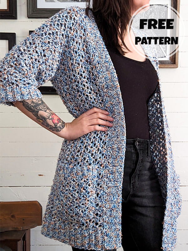 Lace Short Sleeve Crochet Cardigan Free Pattern (2)