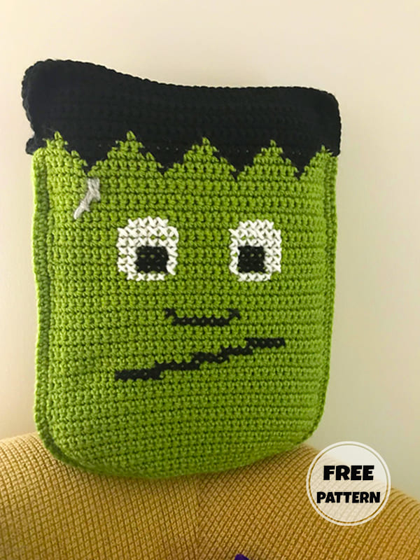 Monster Crochet Halloween Pillow Free Pattern