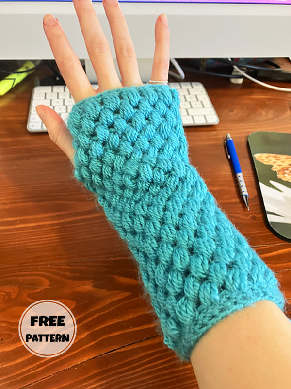 Puff Stitch Free Crochet Pattern For Fingerless Gloves