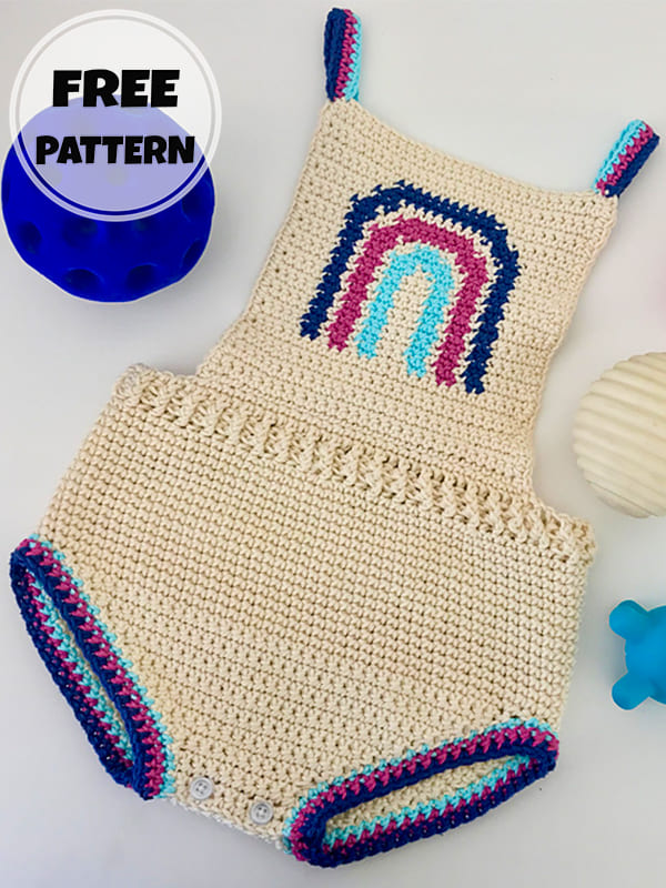 Rainbow Crochet Baby Romper Free Pattern-2