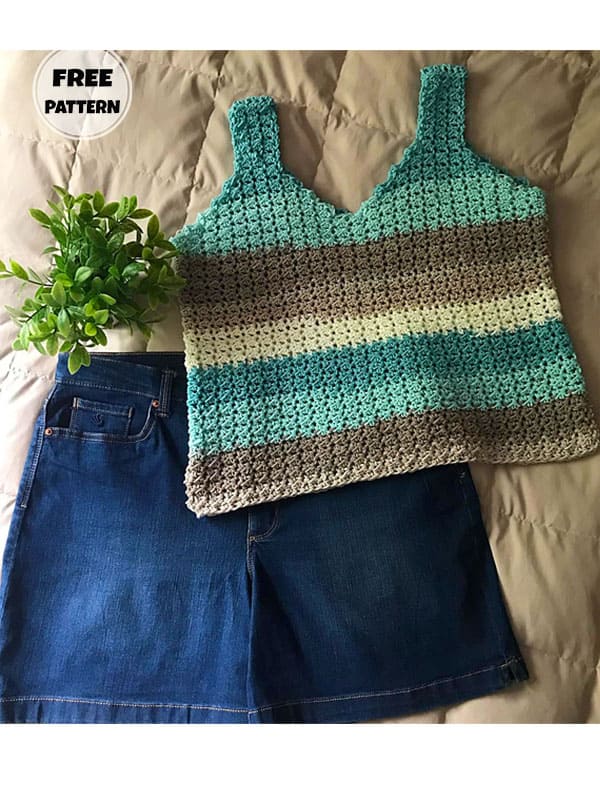 Striped Crocheted Tank Top Pattern Free