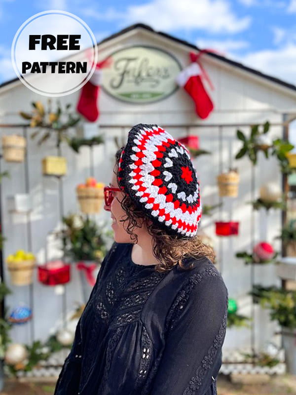 granny square crochet beret pattern (2)