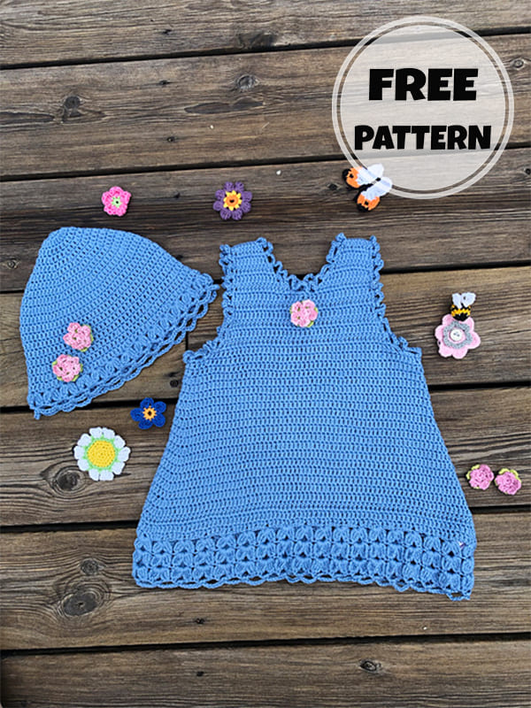 lacy crochet baby dress set free pattern (2)