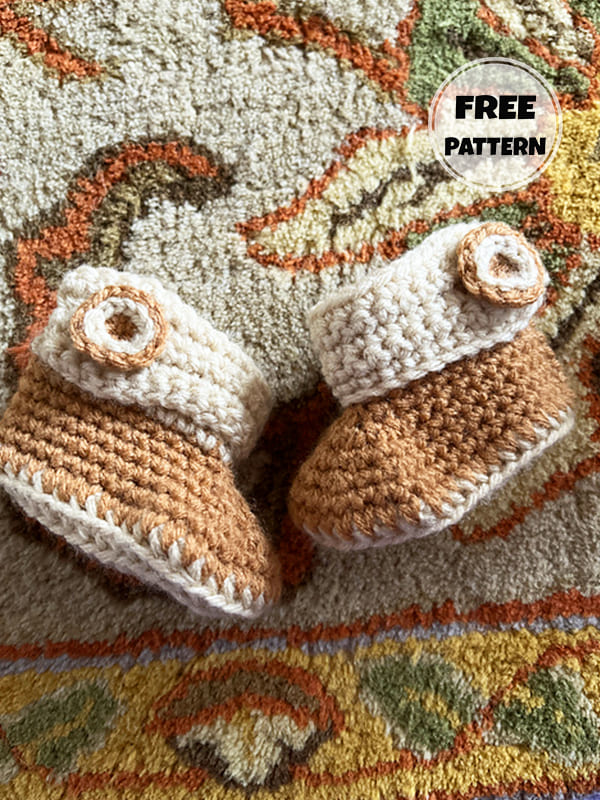 Brown Free Newborn Booties Crochet Pattern