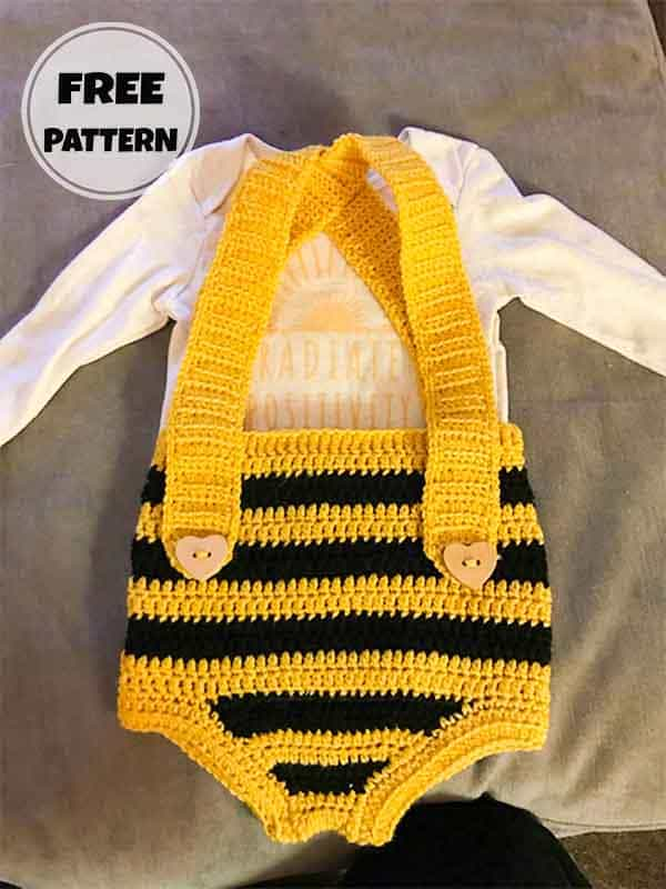 Bumble Bee Crochet Baby Romper Free Pattern (2)