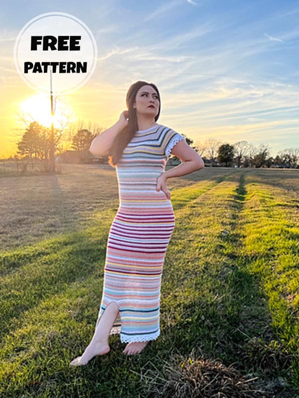 Cap Sleeve Long Crochet Maxi Dress Free Pattern (2)