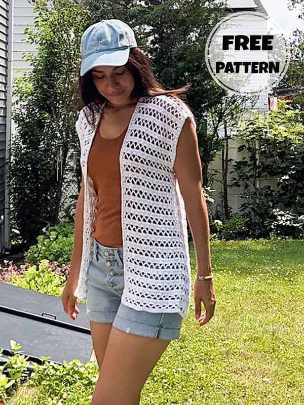 Crochet Sleeveless Lacy Cardigan Free Pattern (2)