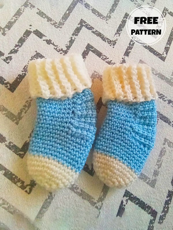 Easy Crochet Baby Socks 0-3 Months Free Pattern