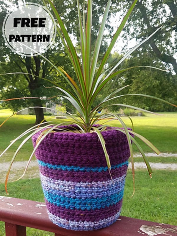 Easy Crochet Plant Pot Cover Free Pattern (2)