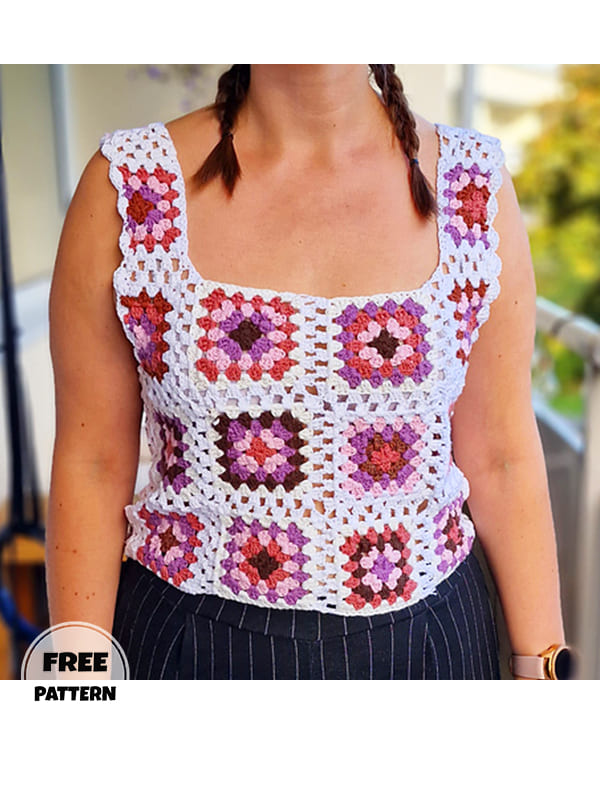 Easy Crochet Tank Top Granny Square Free Pattern